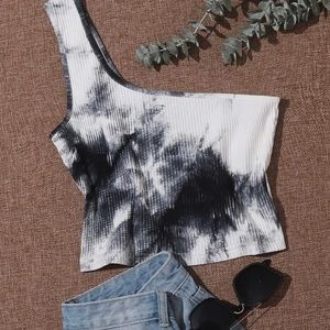 Tie dye one shoulder crop